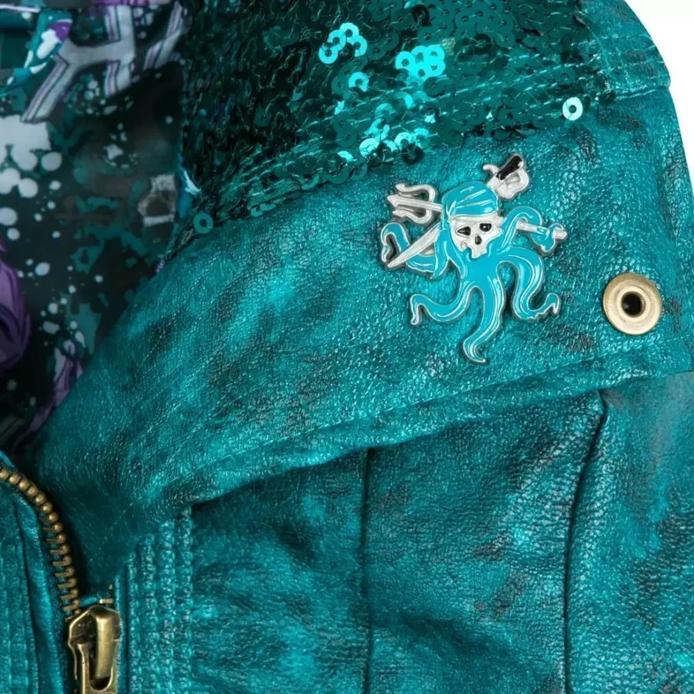 Disney Descendants Uma Faux Leather Moto Jacket Sz 11/12